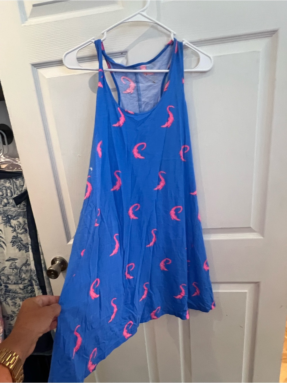 Blue & Pink Printed Tank Dress - Women's sz M